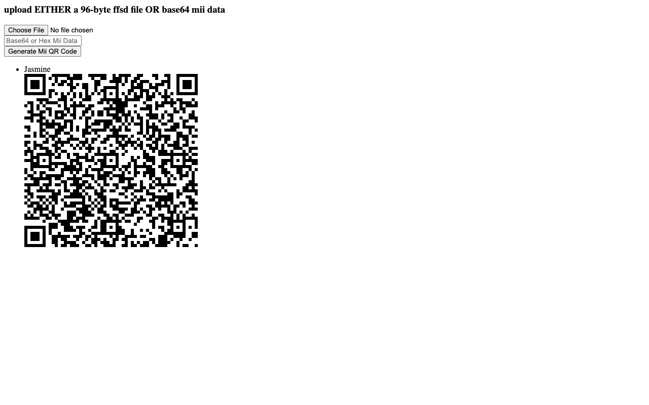 Mii to QR Code converter