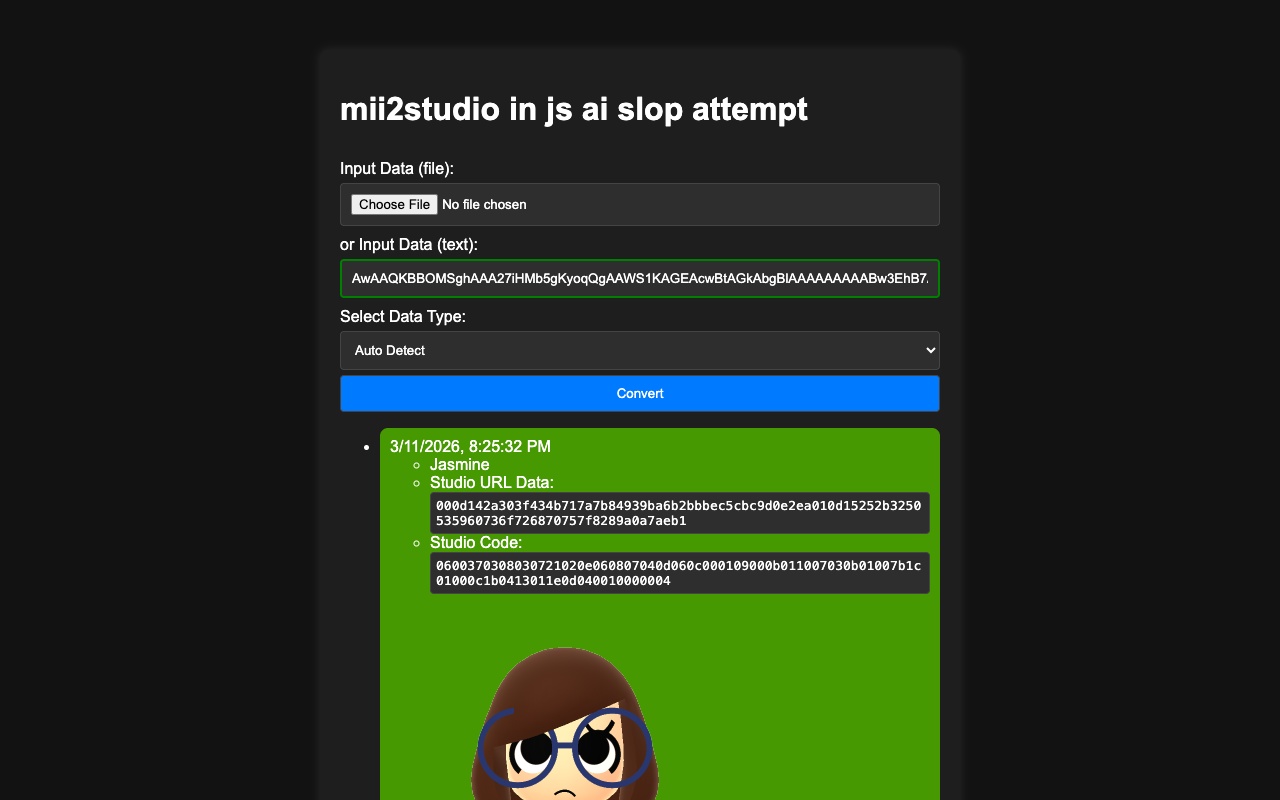 mii2studio in js ai slop attempt 1