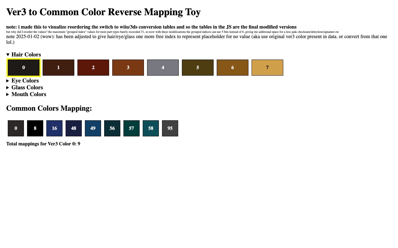 Ver3 to (Switch) Common Color Reverse Mapping